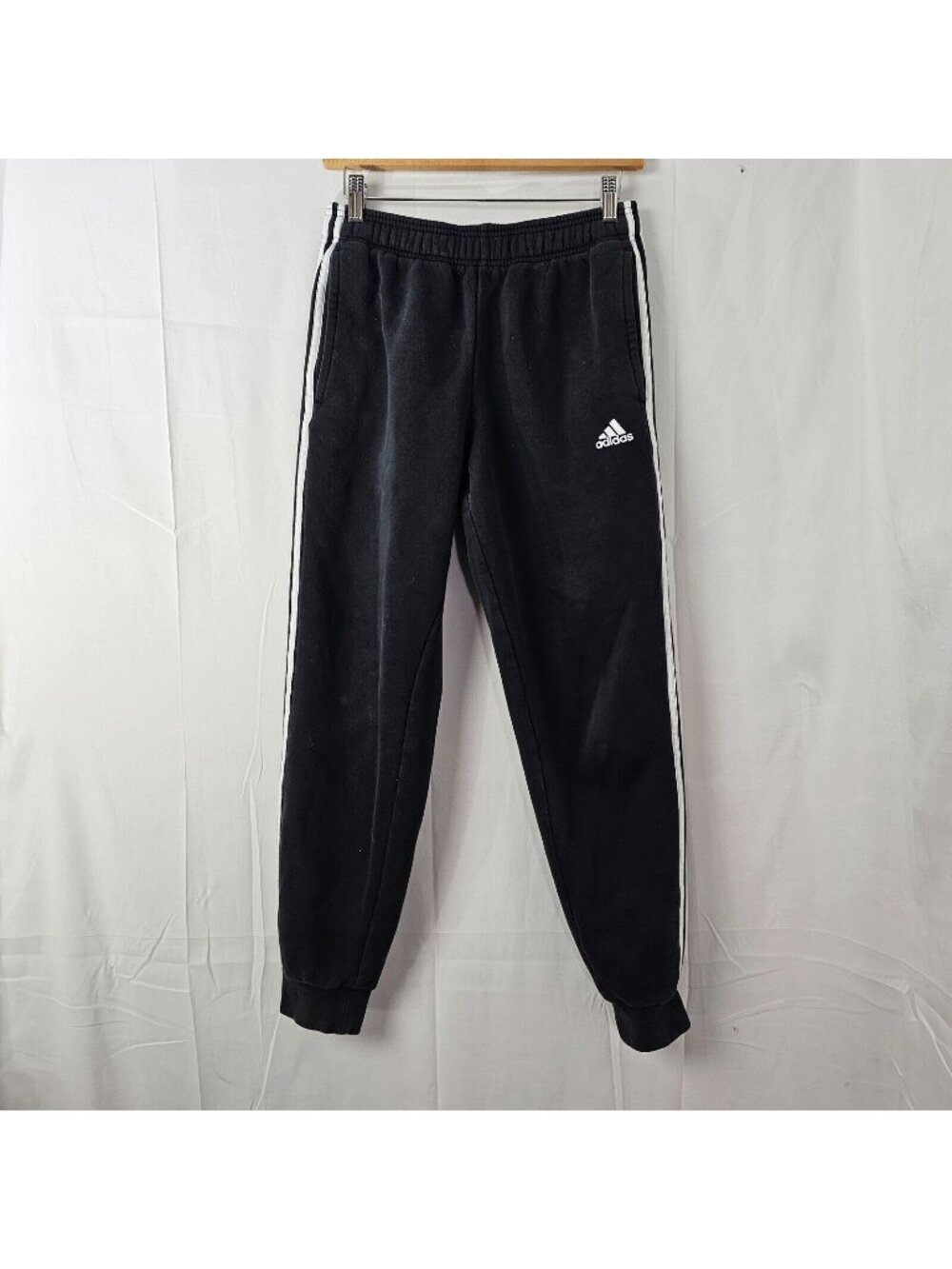Adidas Sweatpants Mens S Black Stripe Fleece Jogger Pants Stretch Athleisure